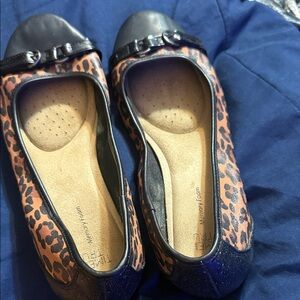 Time and Tru Leopard Print Ballet Flats with Black Toe